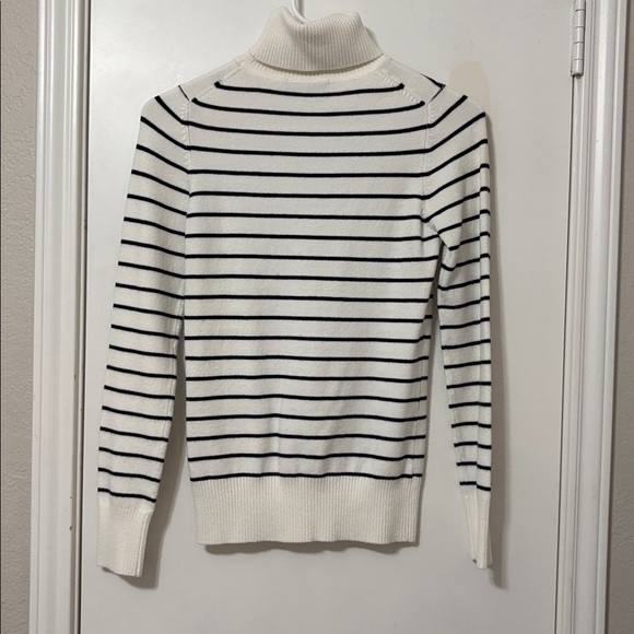 French Connection White and Black Striped Turtleneck Sweater size S - Picture 2 of 5